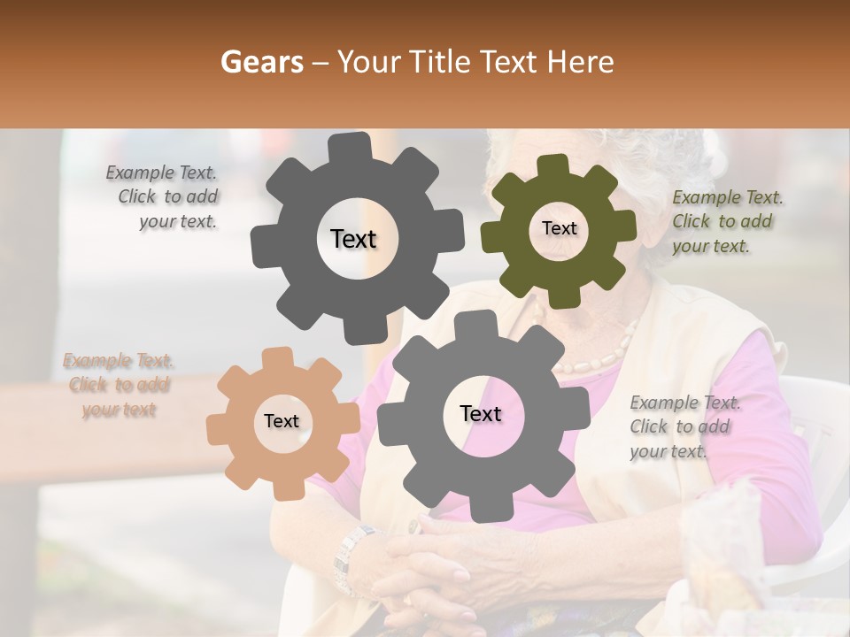 A Woman Sitting On A Bench With Her Hands Folded PowerPoint Template