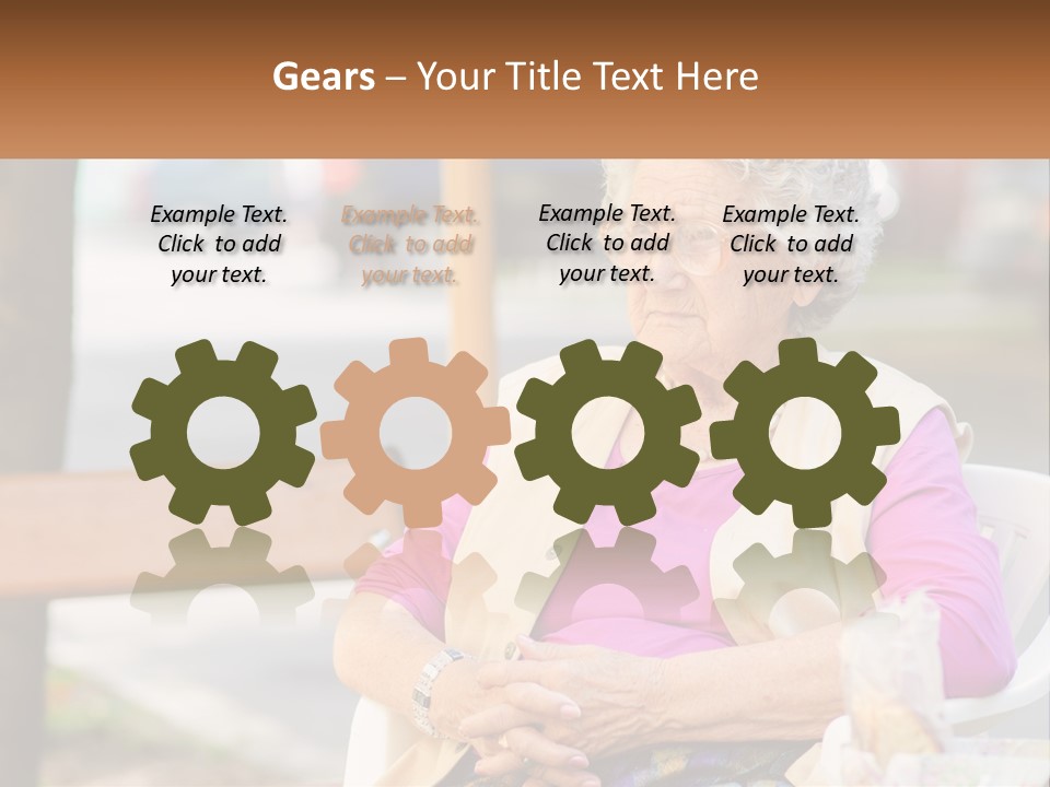 A Woman Sitting On A Bench With Her Hands Folded PowerPoint Template