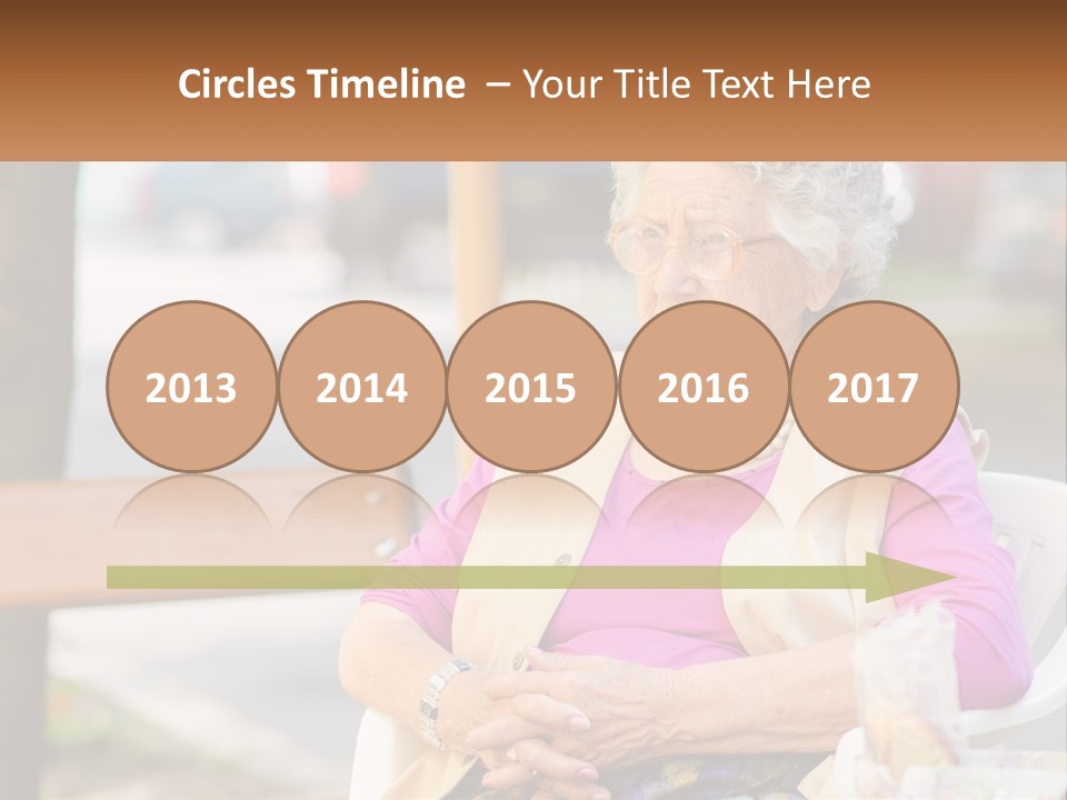 A Woman Sitting On A Bench With Her Hands Folded PowerPoint Template