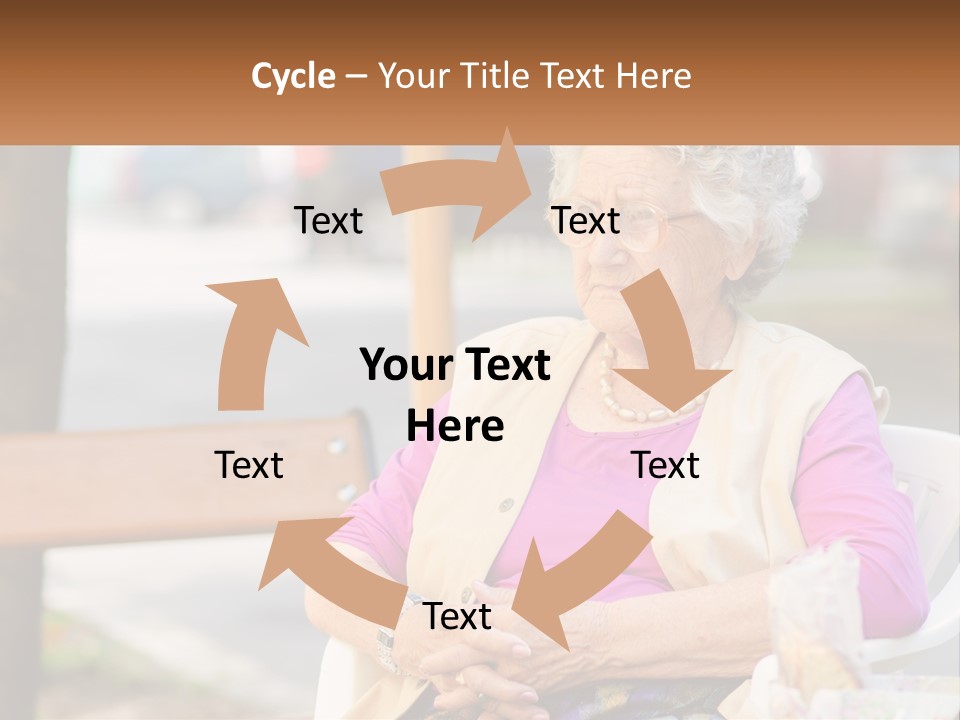 A Woman Sitting On A Bench With Her Hands Folded PowerPoint Template