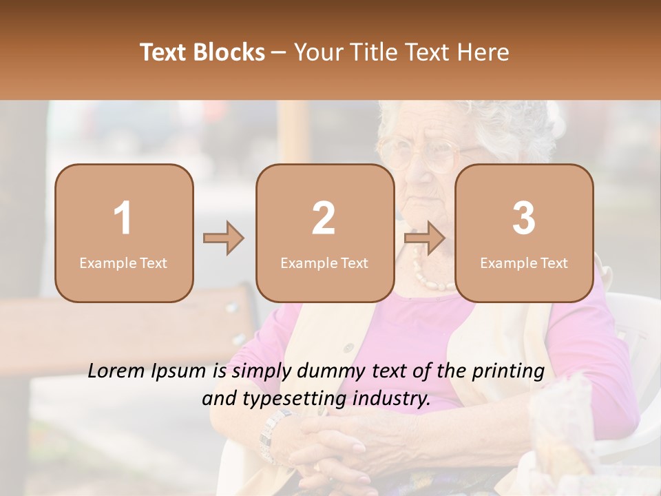 A Woman Sitting On A Bench With Her Hands Folded PowerPoint Template
