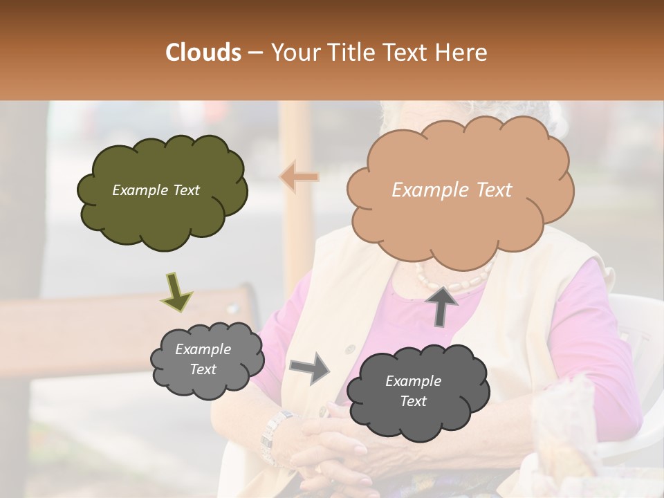 A Woman Sitting On A Bench With Her Hands Folded PowerPoint Template