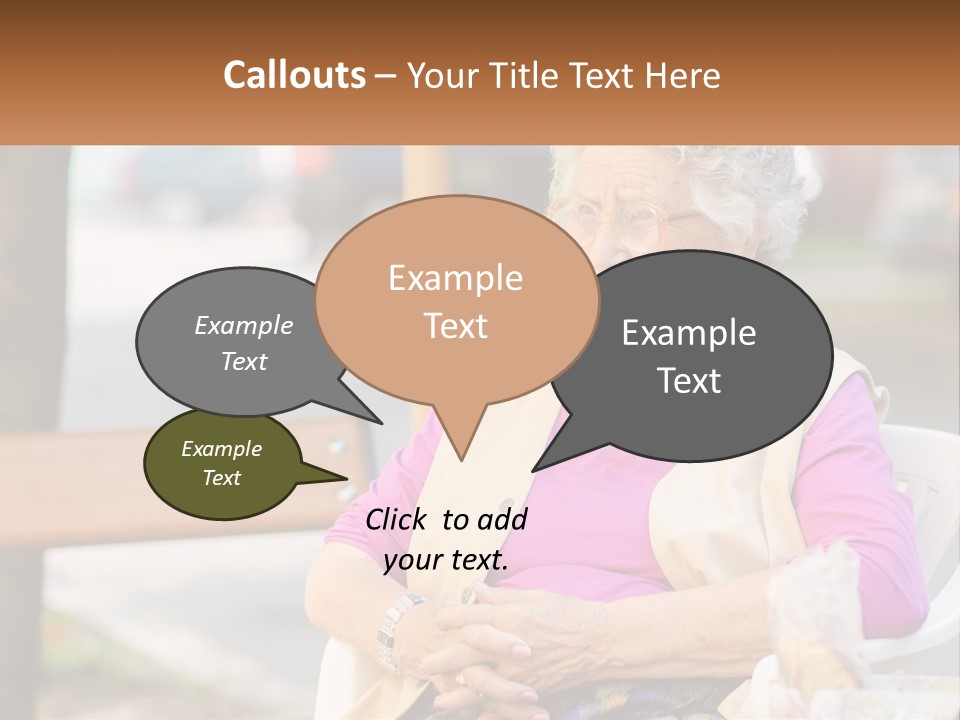 A Woman Sitting On A Bench With Her Hands Folded PowerPoint Template