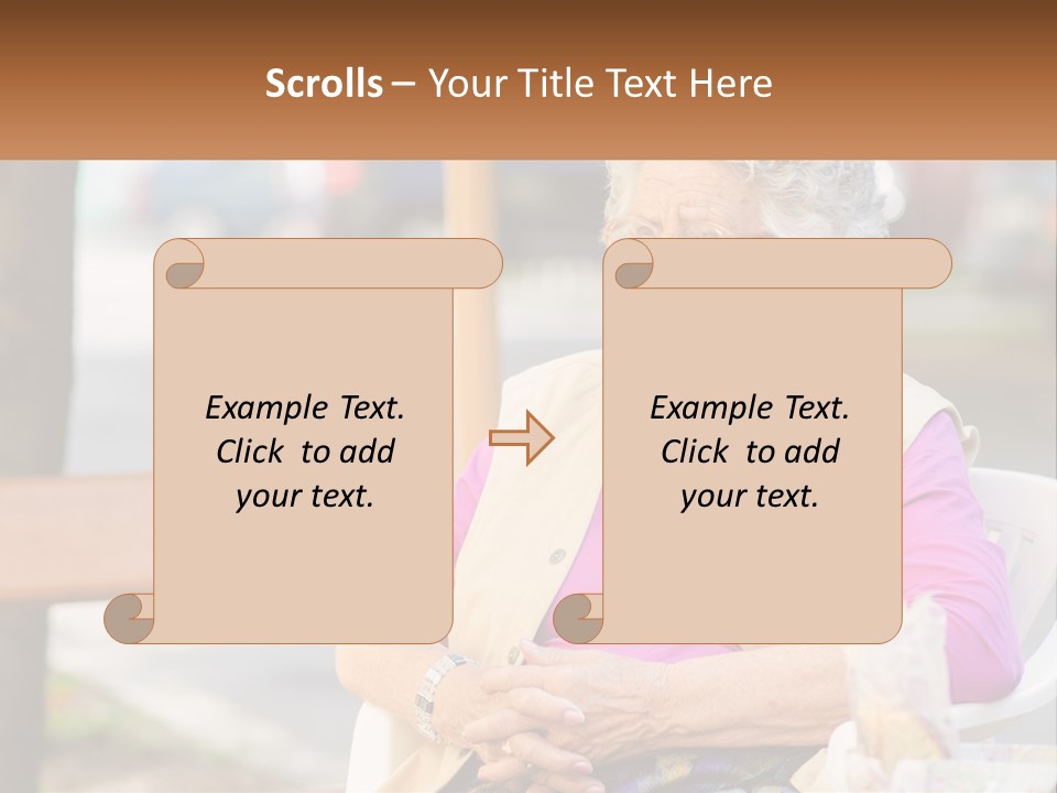 A Woman Sitting On A Bench With Her Hands Folded PowerPoint Template