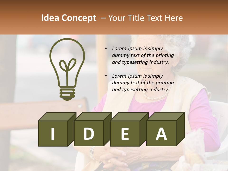 A Woman Sitting On A Bench With Her Hands Folded PowerPoint Template