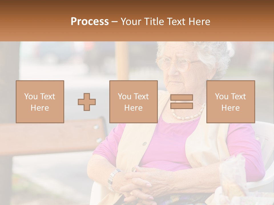 A Woman Sitting On A Bench With Her Hands Folded PowerPoint Template