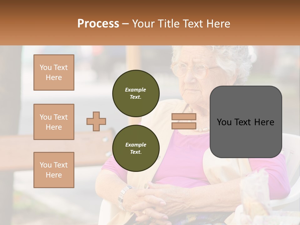 A Woman Sitting On A Bench With Her Hands Folded PowerPoint Template
