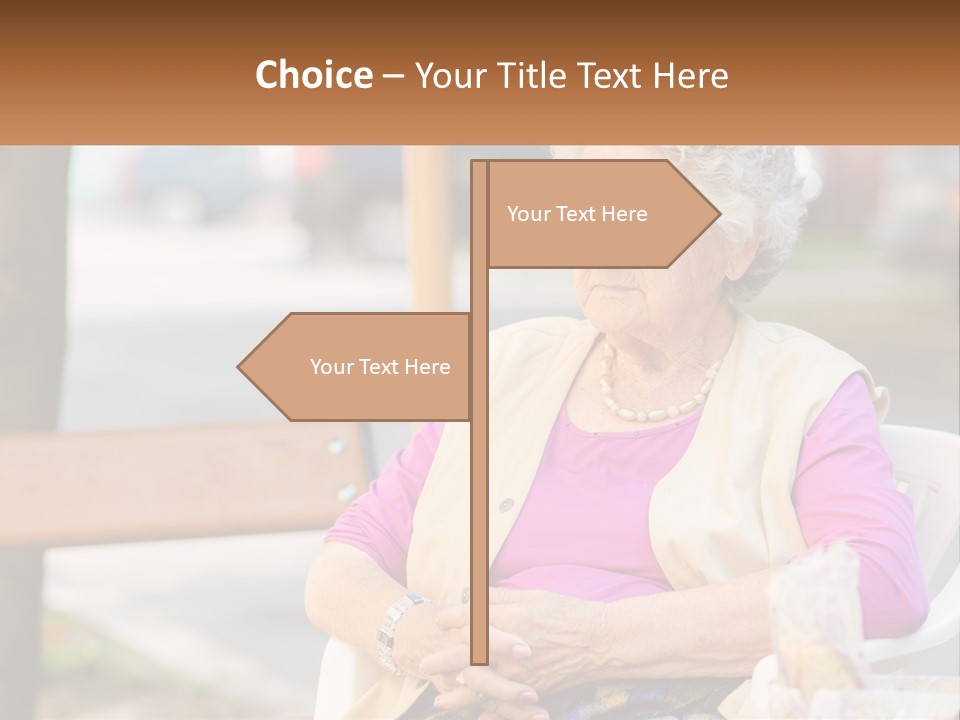 A Woman Sitting On A Bench With Her Hands Folded PowerPoint Template