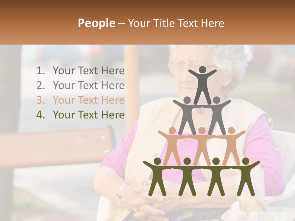 A Woman Sitting On A Bench With Her Hands Folded PowerPoint Template