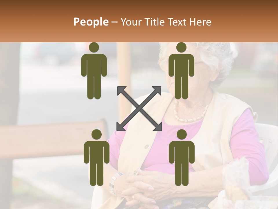 A Woman Sitting On A Bench With Her Hands Folded PowerPoint Template