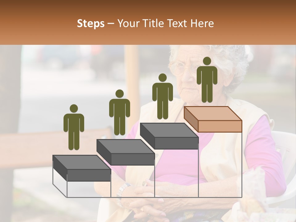 A Woman Sitting On A Bench With Her Hands Folded PowerPoint Template