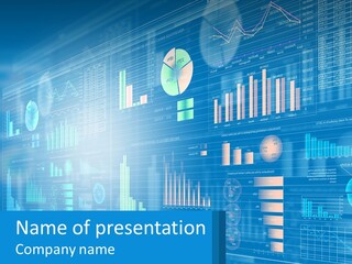 A Business Presentation With A Blue Background PowerPoint Template