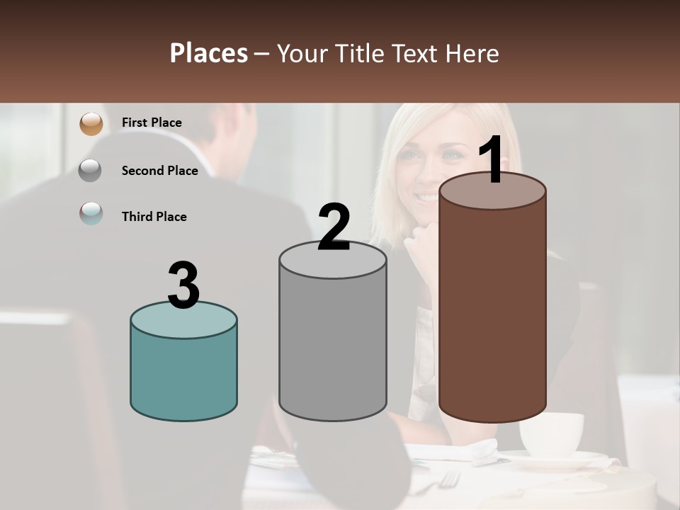 A Man And Woman Sitting At A Table Talking PowerPoint Template