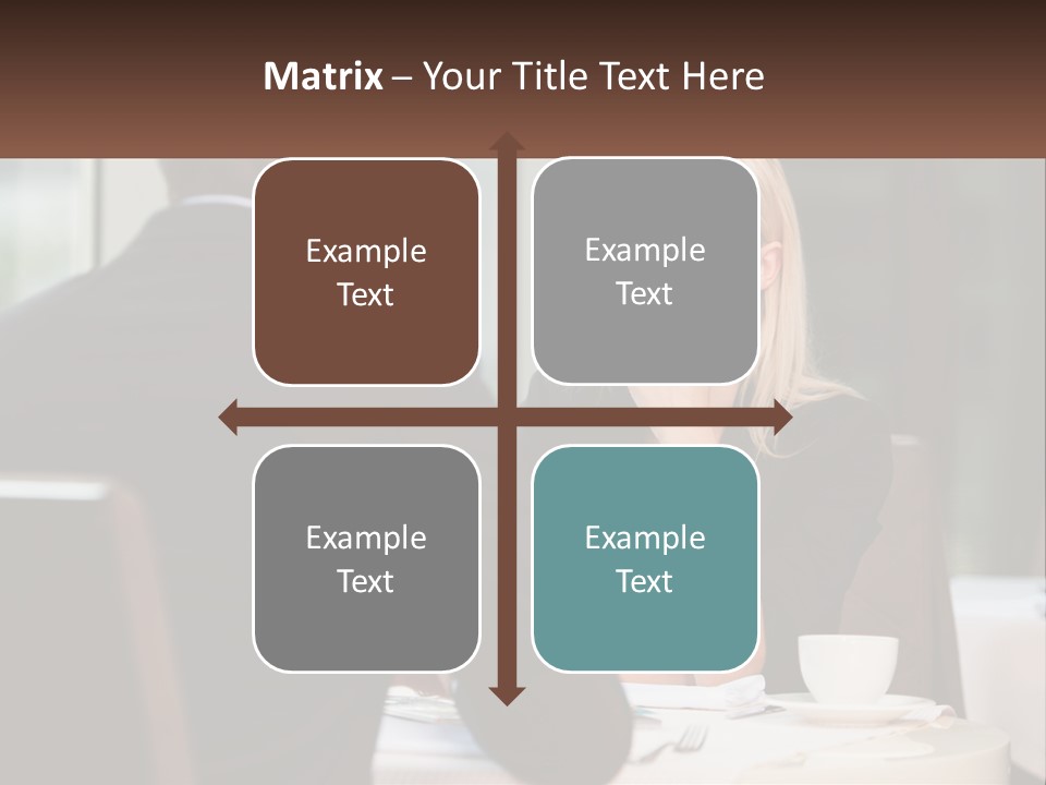 A Man And Woman Sitting At A Table Talking PowerPoint Template