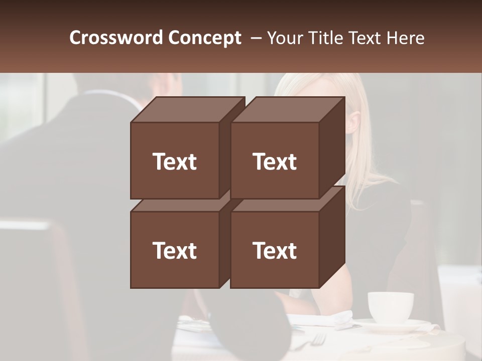 A Man And Woman Sitting At A Table Talking PowerPoint Template