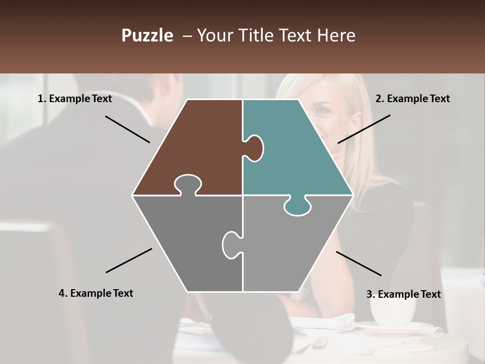 A Man And Woman Sitting At A Table Talking PowerPoint Template