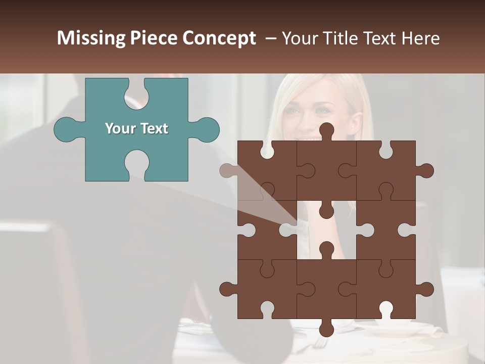 A Man And Woman Sitting At A Table Talking PowerPoint Template