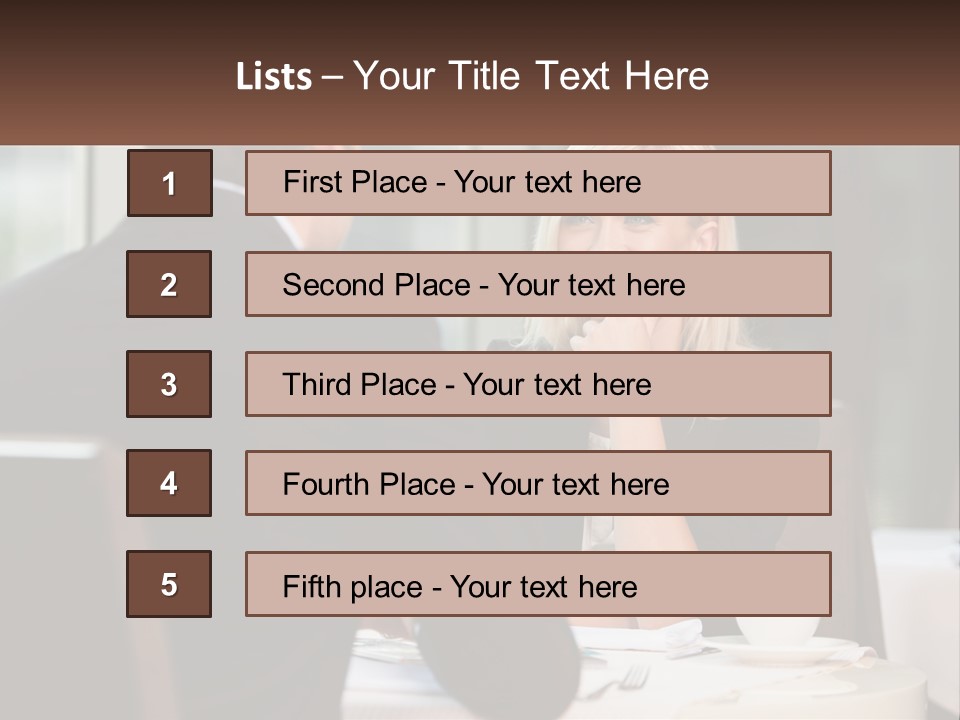 A Man And Woman Sitting At A Table Talking PowerPoint Template