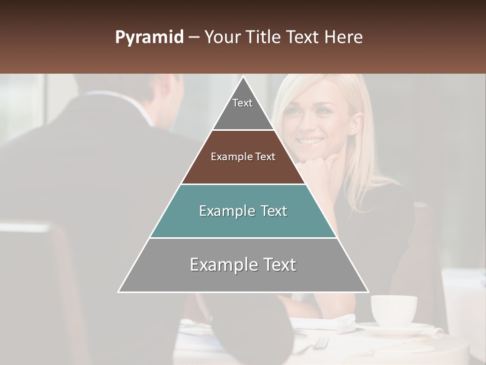 A Man And Woman Sitting At A Table Talking PowerPoint Template