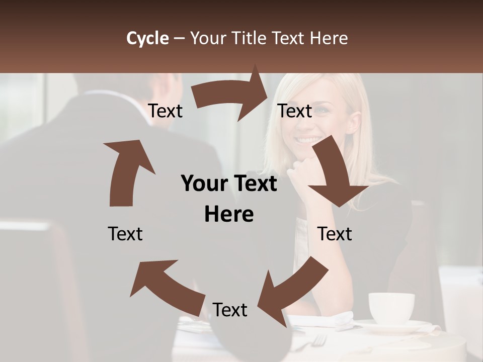 A Man And Woman Sitting At A Table Talking PowerPoint Template