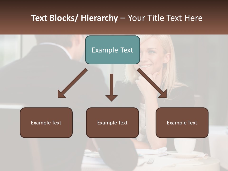 A Man And Woman Sitting At A Table Talking PowerPoint Template