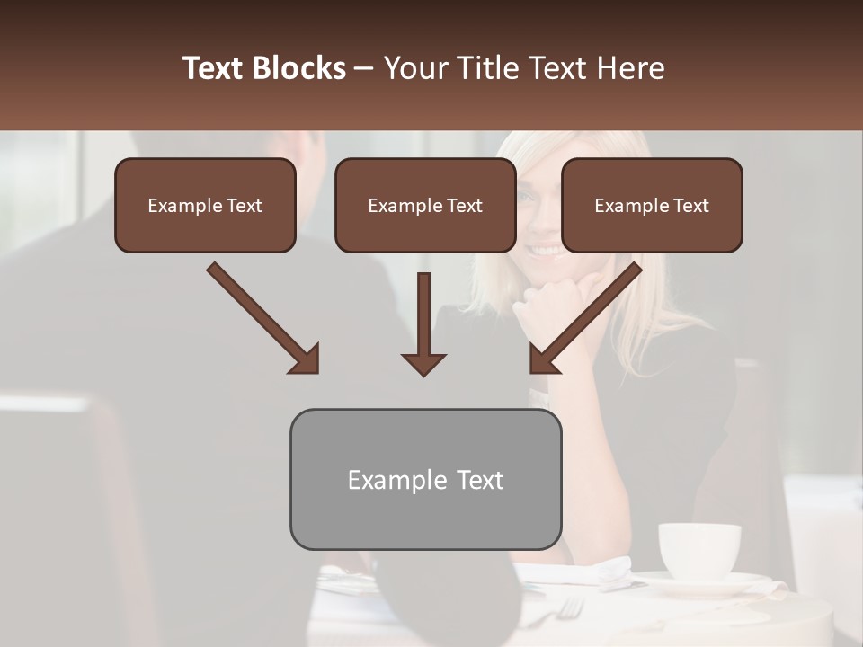 A Man And Woman Sitting At A Table Talking PowerPoint Template