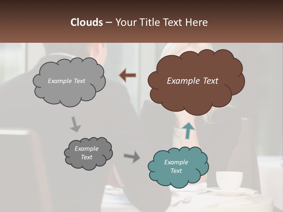 A Man And Woman Sitting At A Table Talking PowerPoint Template