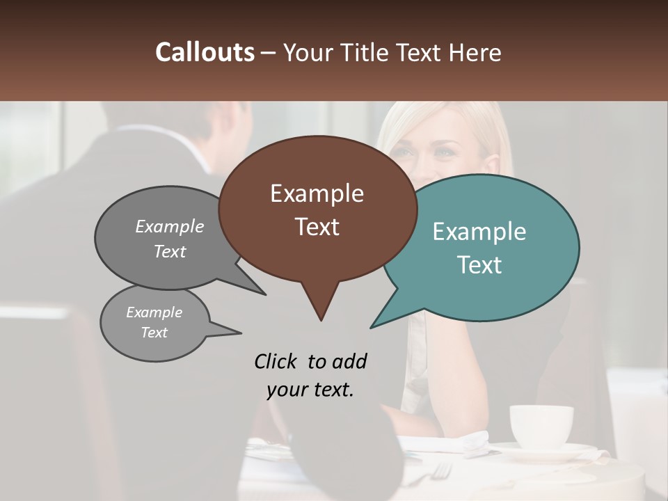 A Man And Woman Sitting At A Table Talking PowerPoint Template