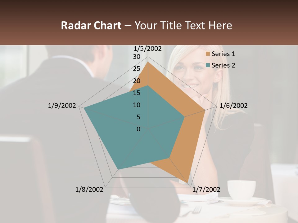 A Man And Woman Sitting At A Table Talking PowerPoint Template
