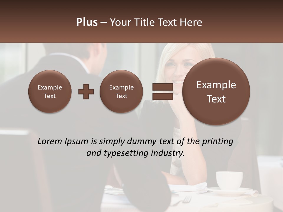 A Man And Woman Sitting At A Table Talking PowerPoint Template