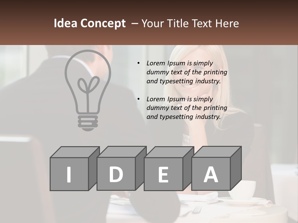 A Man And Woman Sitting At A Table Talking PowerPoint Template