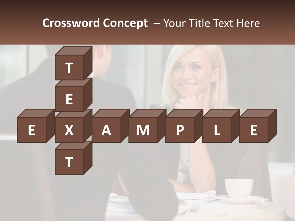 A Man And Woman Sitting At A Table Talking PowerPoint Template