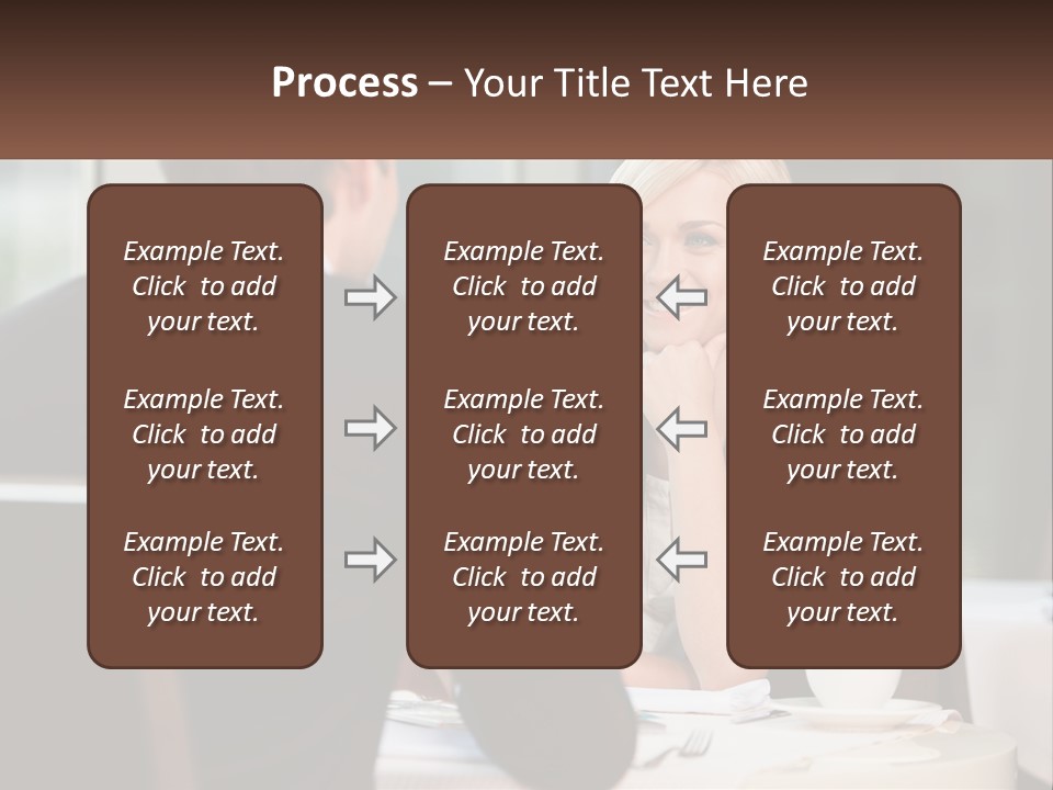 A Man And Woman Sitting At A Table Talking PowerPoint Template