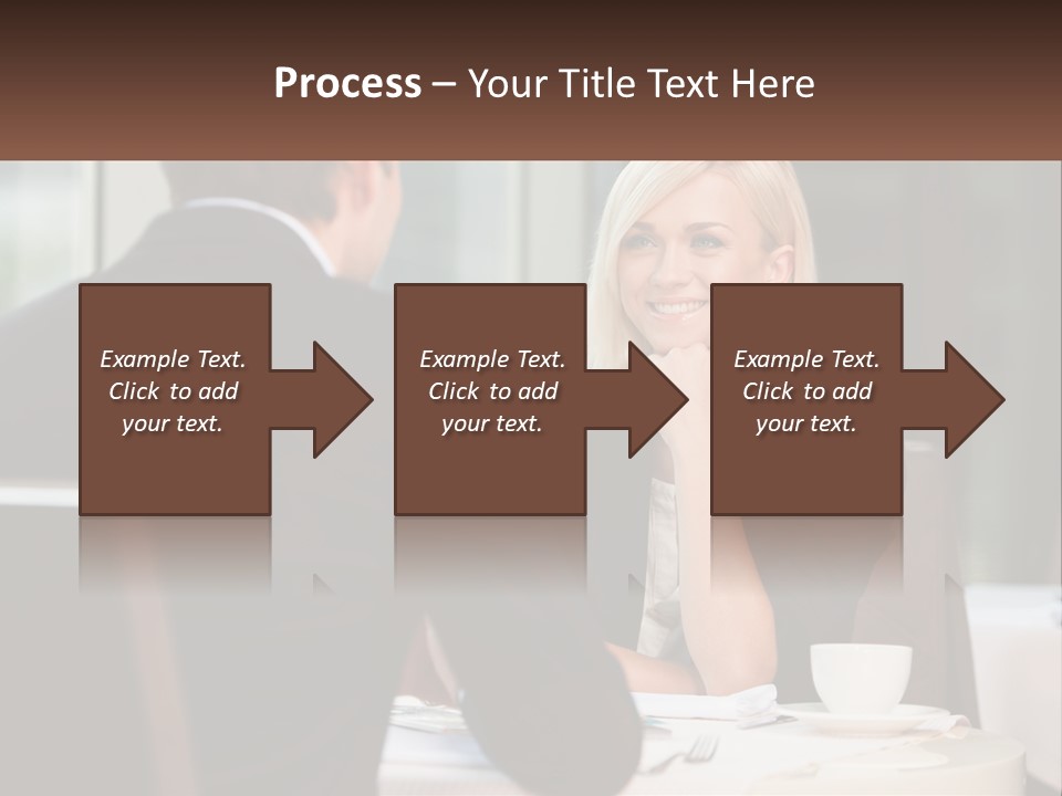 A Man And Woman Sitting At A Table Talking PowerPoint Template
