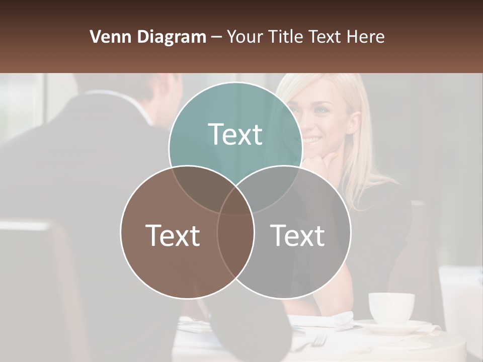 A Man And Woman Sitting At A Table Talking PowerPoint Template