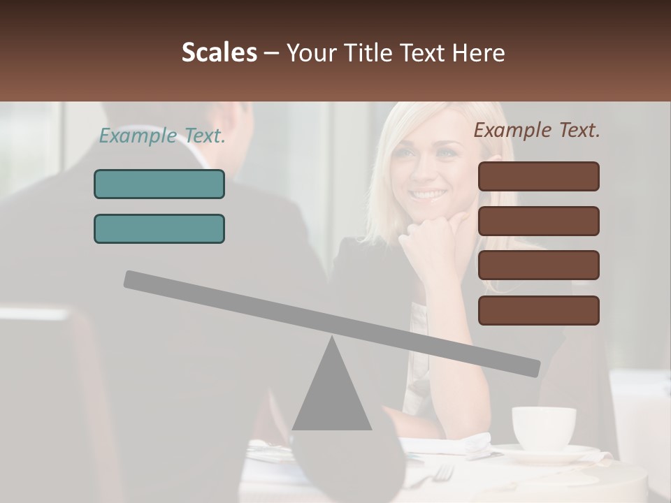 A Man And Woman Sitting At A Table Talking PowerPoint Template