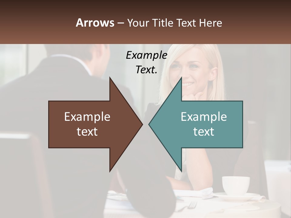 A Man And Woman Sitting At A Table Talking PowerPoint Template