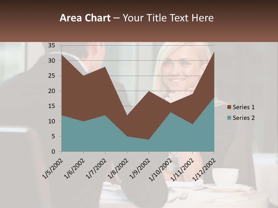 A Man And Woman Sitting At A Table Talking PowerPoint Template