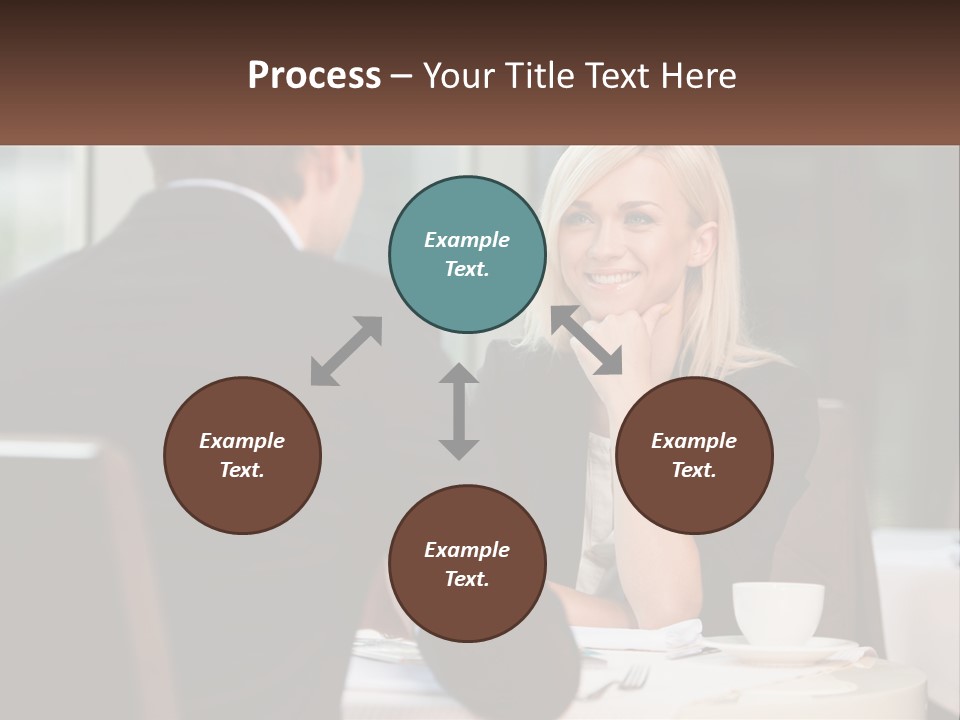 A Man And Woman Sitting At A Table Talking PowerPoint Template