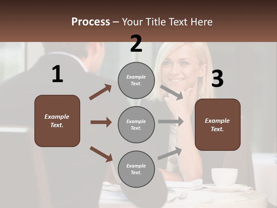 A Man And Woman Sitting At A Table Talking PowerPoint Template