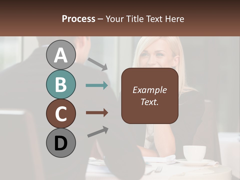A Man And Woman Sitting At A Table Talking PowerPoint Template
