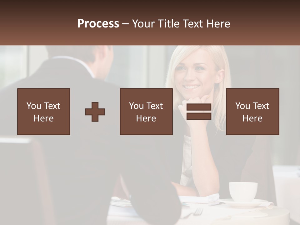 A Man And Woman Sitting At A Table Talking PowerPoint Template