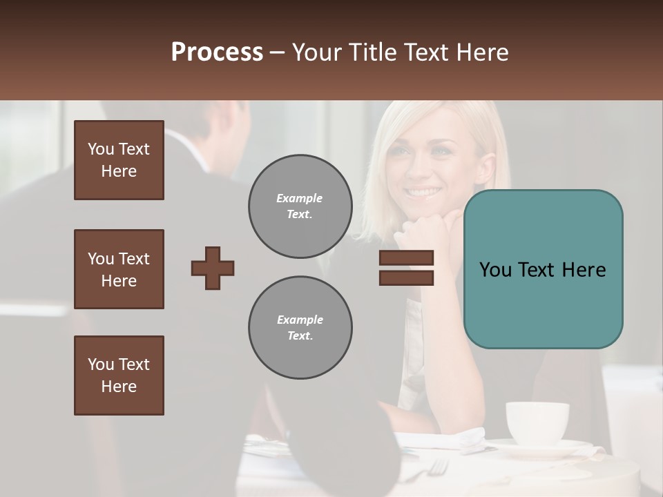 A Man And Woman Sitting At A Table Talking PowerPoint Template