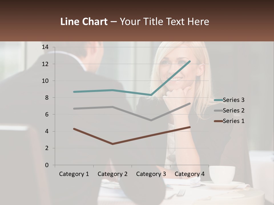 A Man And Woman Sitting At A Table Talking PowerPoint Template