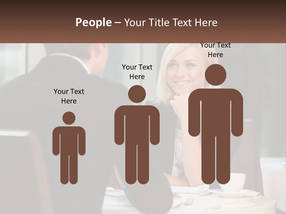 A Man And Woman Sitting At A Table Talking PowerPoint Template