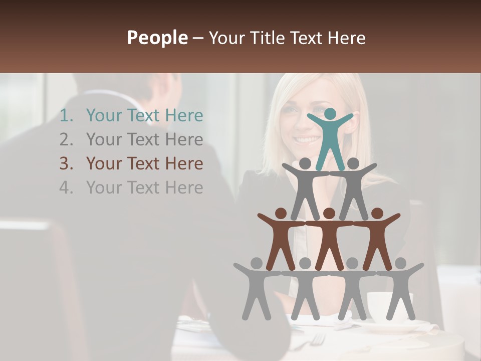 A Man And Woman Sitting At A Table Talking PowerPoint Template