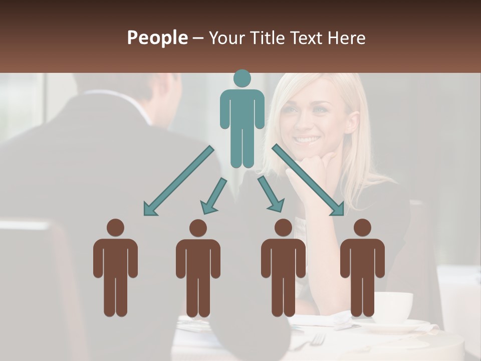 A Man And Woman Sitting At A Table Talking PowerPoint Template