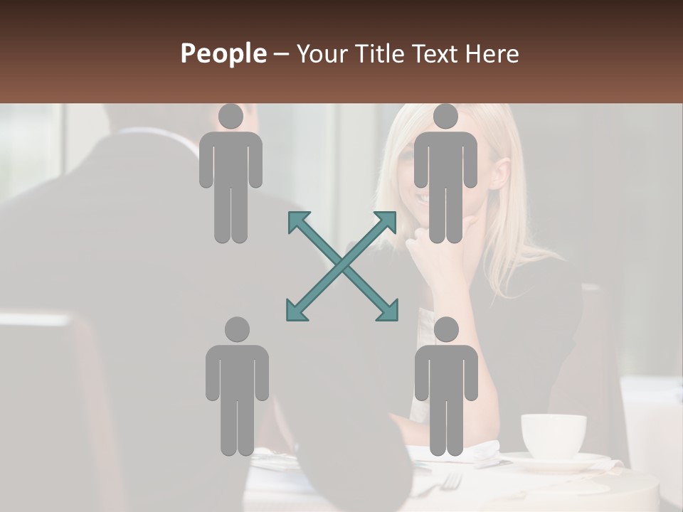 A Man And Woman Sitting At A Table Talking PowerPoint Template