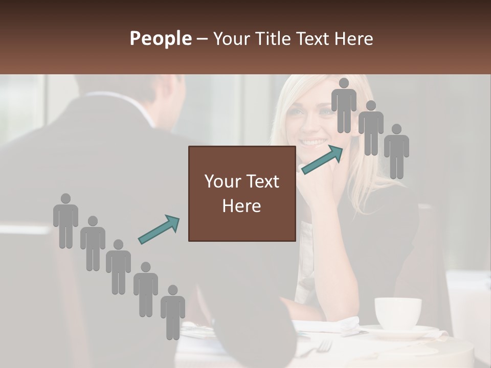 A Man And Woman Sitting At A Table Talking PowerPoint Template