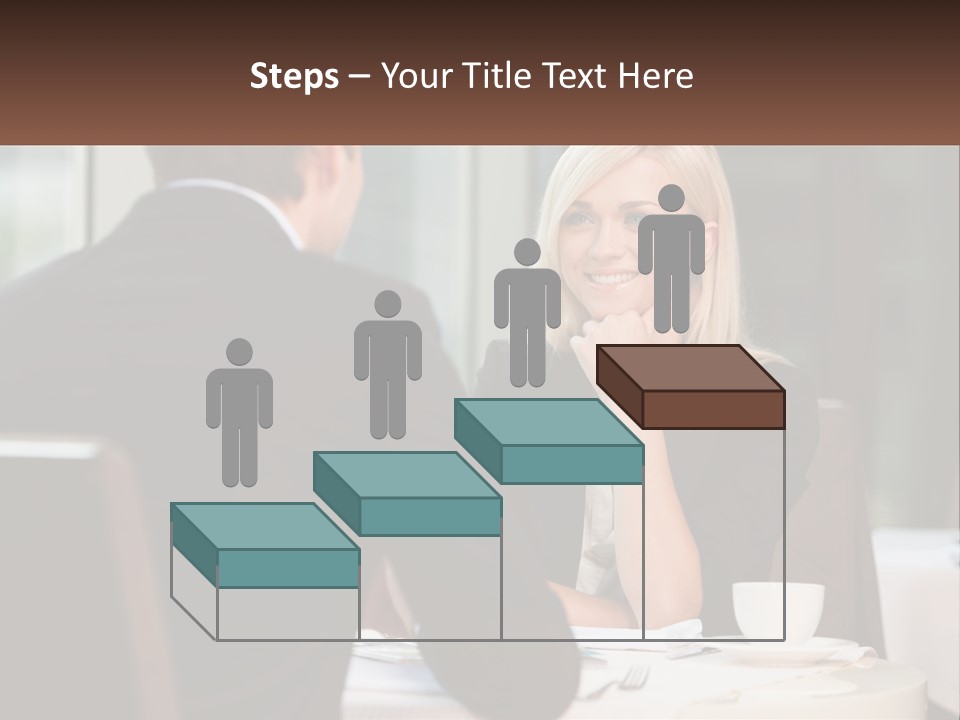 A Man And Woman Sitting At A Table Talking PowerPoint Template